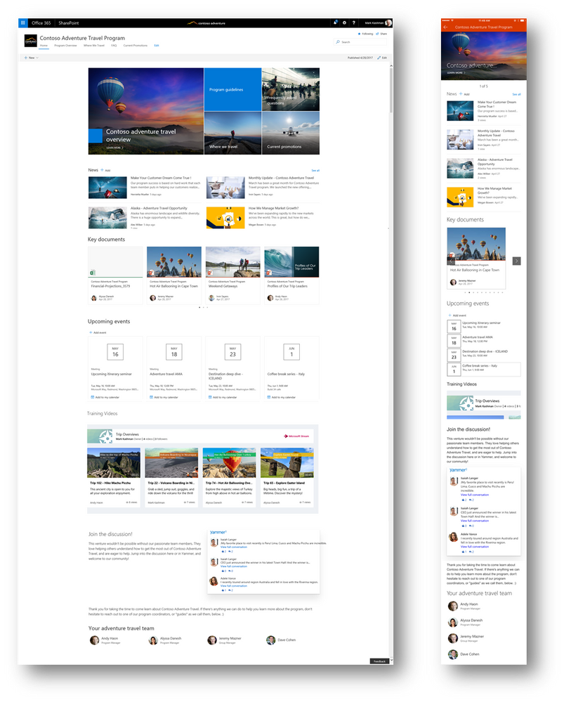 SharePoint modern communication site layouts