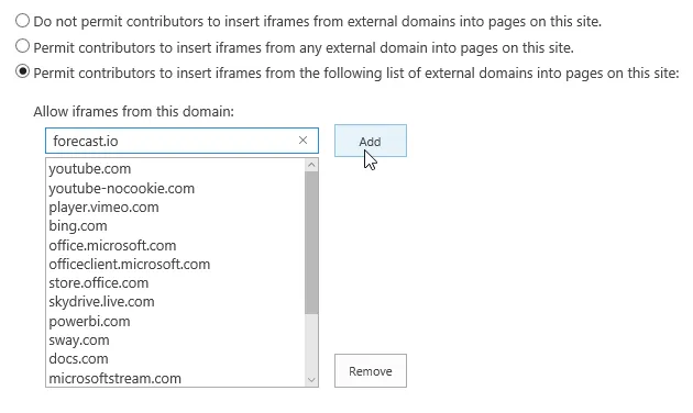 Adding forecast.io to the allowed domains